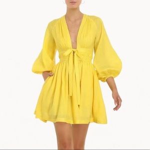 Yellow Tie-Front Mini Dress - Women's Summer Dress